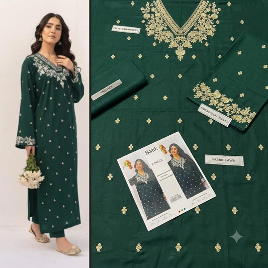 Emerald Elegance – 2 Piece Embroidered Lawn Suit